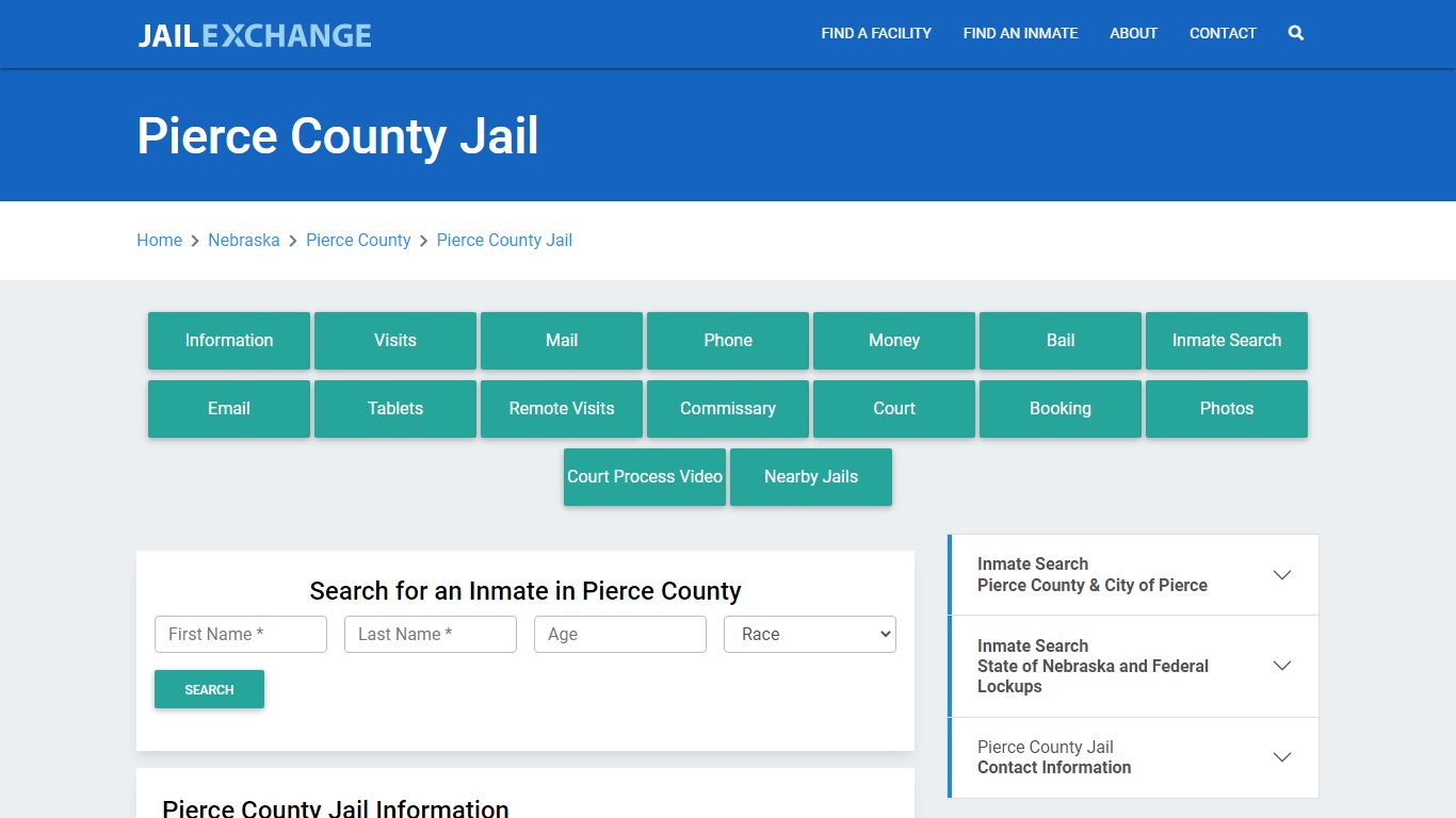 Pierce County Jail Roster Lookup, NE, Inmate Search