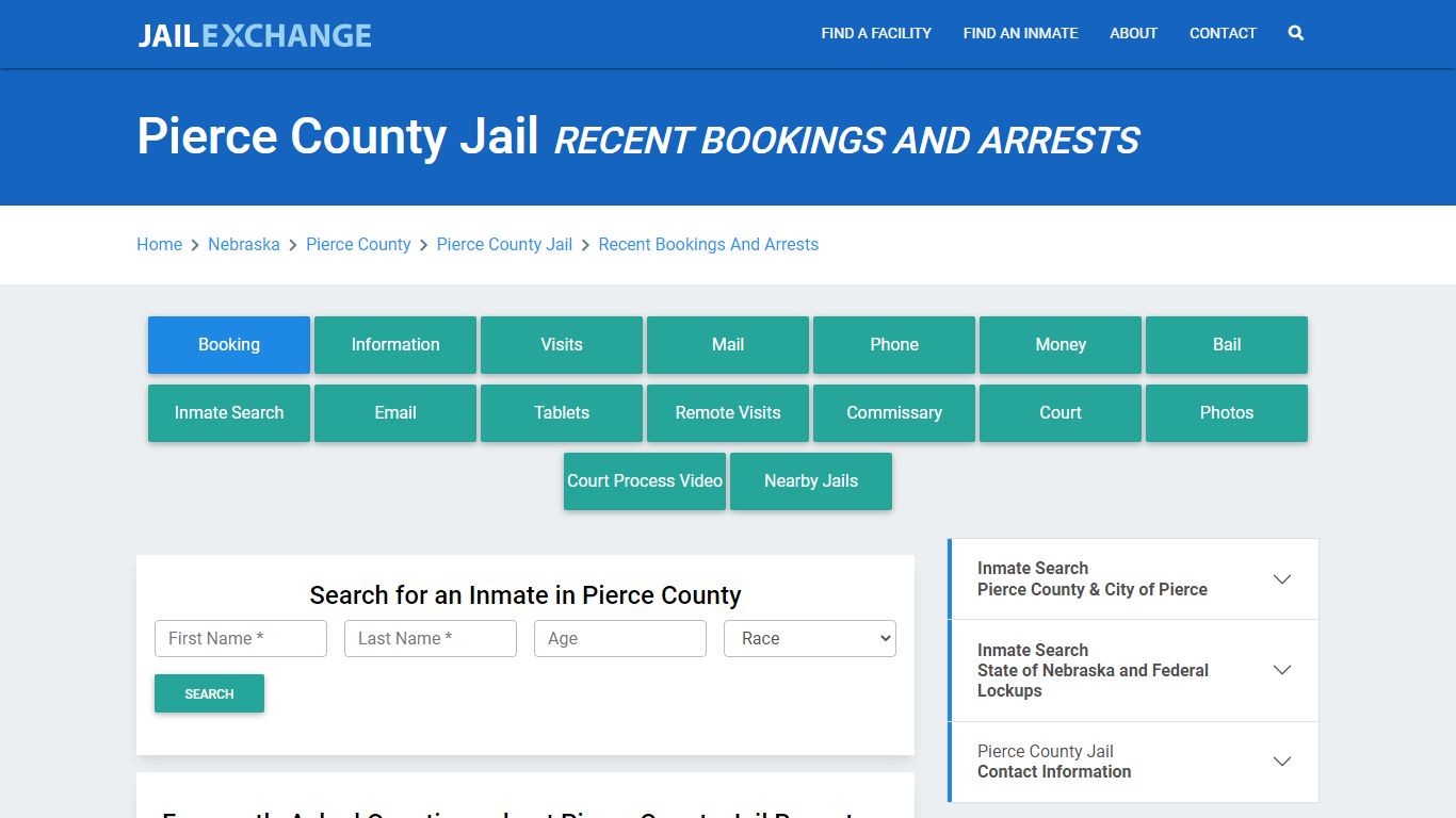 Pierce County Jail NE Recent Arrests and Bookings - Jail Exchange