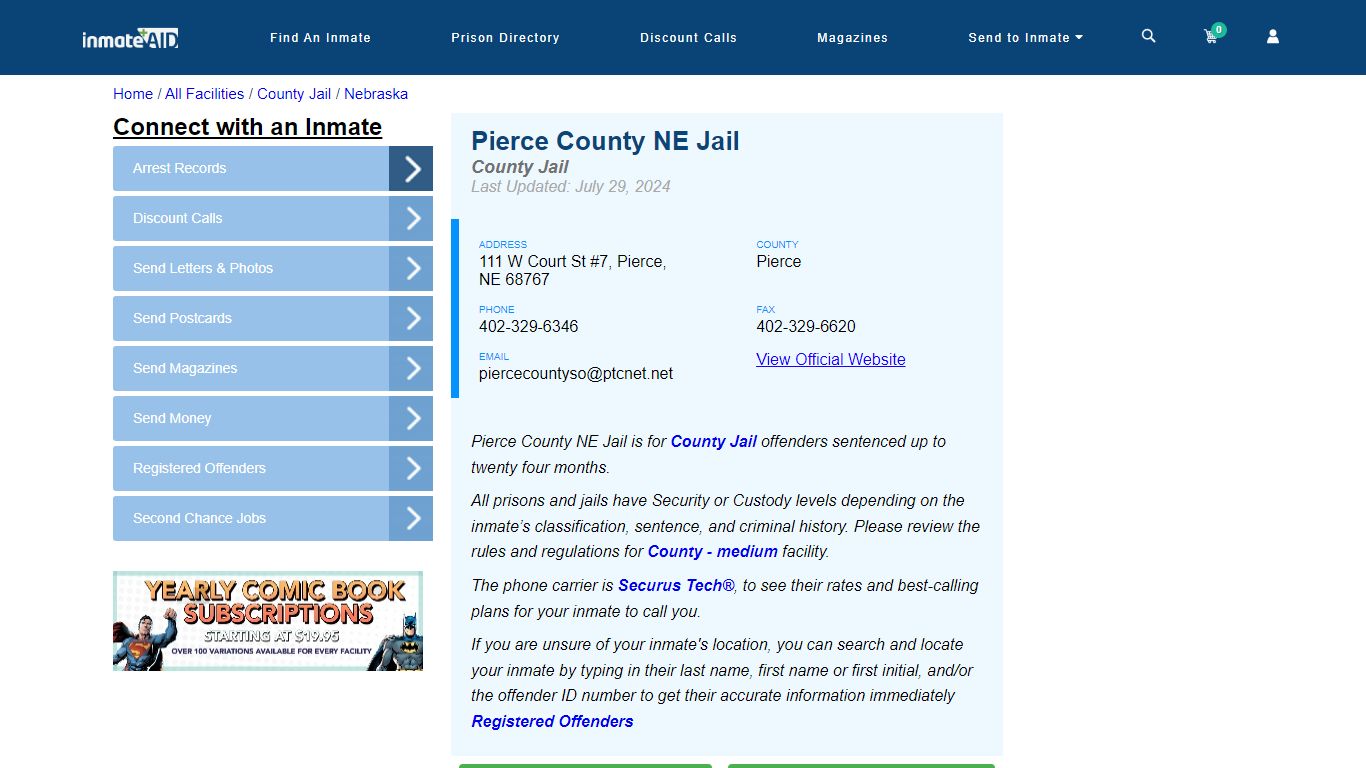 Pierce County NE Jail - Inmate Locator